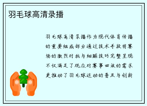 羽毛球高清录播